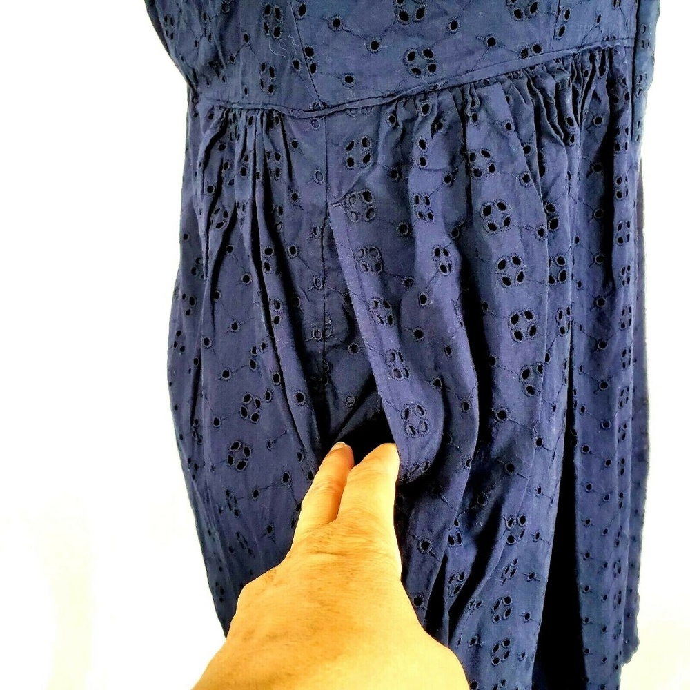 J. Crew Dress Blue Eyelet Shirtdress Midi E1038 - Picture 4 of 8